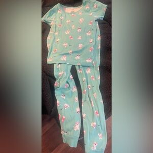 Girl’s Carter's Teal Pajama Set with Cute Animal Print